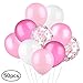 Produktbild ecooe 50 Stück Perle Latex Luftballons 12 Zoll Konfetti Ballons 5 Farben Rosa Hellrosa Fuchsie Weiße Konfetti Ballons für Baby-Duschen, Hochzeiten, Geburtstage Party Dekorationen
