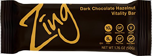 ZingVital Energy Nutrition Bar, Dark Chocolate Hazelnut, (12 Bars), High Protein, High Fiber, Low Sugar, Real Dark Chocolate, Vegan