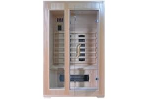 Bagno italia Sauna de infrarrojos 120 x 100 puertas de cristal con estructura de madera, dos personas