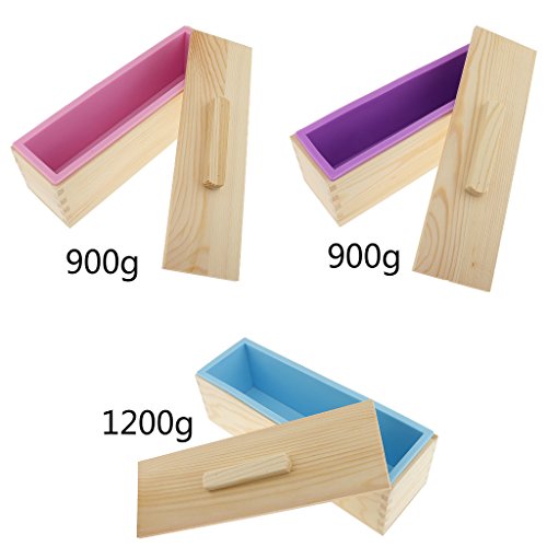 Gazechimp Seifen Silikonform Seifenformen mit rechteckige Holzkiste – DIY Handgemacht Seifen Formen Box – Rosa, 900ml - 8