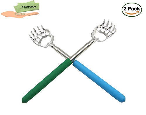 Preisvergleich Produktbild CERRXIAN Tragbare ausziehbare teleskopische Bärenklauen Metallrückenkratzer / Handmassager / Backslap mit Gummigriffen (2-Pack)