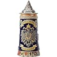 HAUCOZE Beer Stein Mug German Coats of Arms Drinking Stanley Viking Tankard with Petwer Lid for Birthday Gifts Men Father Husband 0.6 Liter