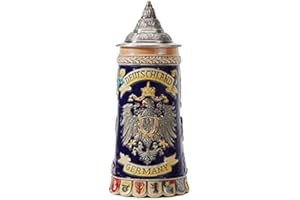 HAUCOZE Jarra de Cerveza Alemana Personalizada Vikinga Taza águila Imperial Beer Stein Mug con Tapa para Cumpleaños Regalo Hombre Padre Esposo 0.6 Liter