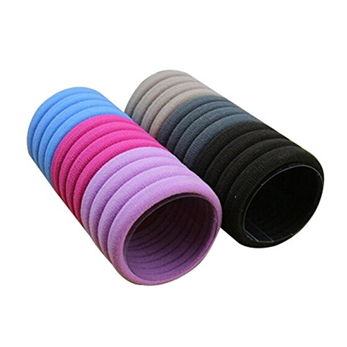 SODIAL 24 pcs / lot Chouchous Fluorescence Colore de Haute Qualite Bande en caoutchouc de Cheveux elastiques Accessoires pour Fille Femmes Gomme de noeud de papillon