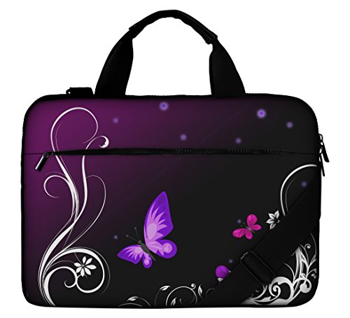 Silent Monsters Canvas Schutzhülle mit Zubehörfach 43,9 cm (17,3 Zoll) für Laptop lila butterfly
