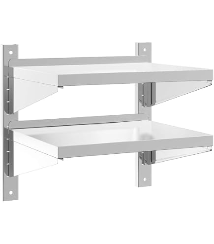 Mensola In Acciaio Inox Doppia Per Cucina 2 Ripiani Scaffale A Parete 60 X 40cm 90868796 - 7