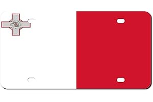 Higoss Marco de matrícula de la bandera de Malta, placa de matrícula de metal de aluminio frontal, etiqueta de automóvil para automóvil, marco decorativo de la cubierta de la placa de matrícula de 6