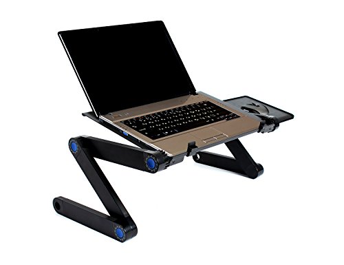 MinYuocom Tragbare 360°Verstellbarer Laptop Notebook Tisch Ständer Ergonomischer mit Lüfter Mausablage(Schwarz) - 2