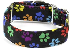 Galguita Amelie, 3 cm di Larghezza, Taglia M (30 cm - 39 cm), Collare Anti-Fuga per Cani, Impronte.