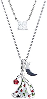 christmas diamante snow cap moon women silver necklace choker personalised locket jewellery