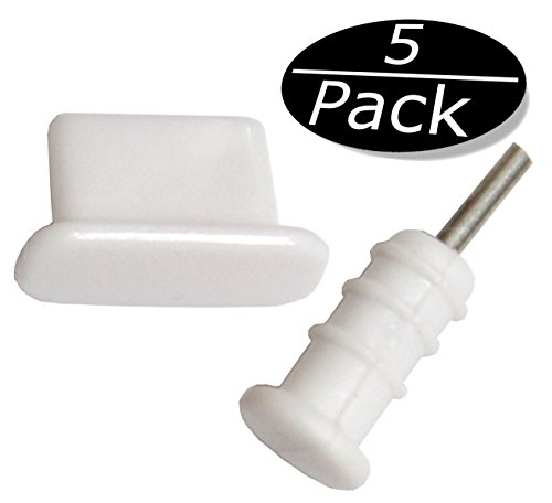 Preisvergleich Produktbild 5 Paar iPrime® Staubschutz Stöpsel für Lightning Dock Anschluss Lightning-Eingang Schutz und Kopfhöreranschluss Headset Stöpsel Headsetstöpsel für Apple iPhone 6 / 6s, iPhone 6 Plus / 6s Plus, iPhone 5 / 5s / 5c / SE, iPad Air, iPad Mini 1-4, iPad 4 in Weiß [5 Sets]