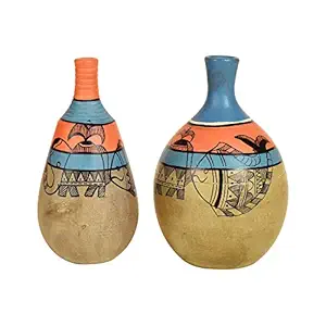 Earthen Vases Handpainted in Madhubani Tattoo Art