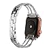 Produktbild Mumuj Edelstahl Kette Stil Armband, Edelstahlarm Metall UhrBand Kristall Verstellbarer Frauen Ersatzband Band Armreif für Apple Watch 4/3/2/1 42   / 44mm (Silber)