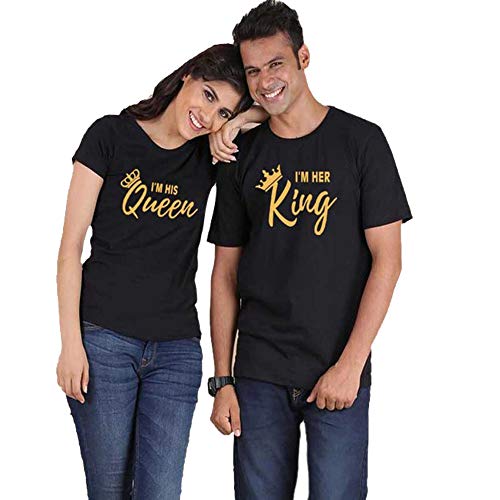 Avaatar Cotton Couple t Shirts I am her King/I am his Queen RS.575.00