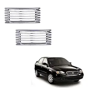 Bigwheels (Set Of 2Pc) Stylish Car Side Lamp/Indicator Rim Sticker Grill/Jali Type Chrome Finishing Cover (Silver) Color Auto Car Exterior Accessories Suitable For Maruti Suzuki Old Baleno