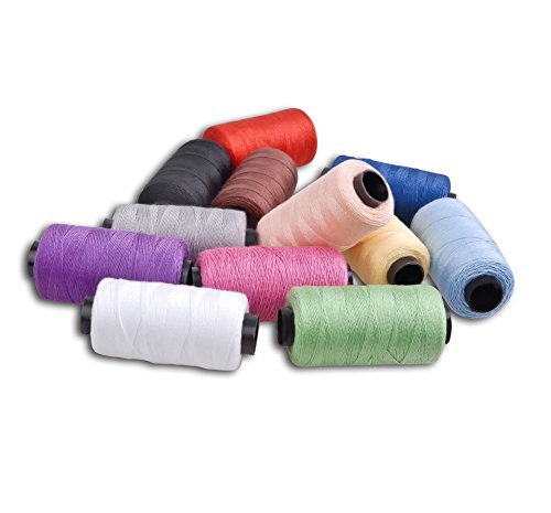candora® Jeans Gewinde-Set, Polyester Nähgarn Spule 12 Farbe 180 Yards/165 m sehr dick für Denim Leder Steppdecke Decke Kissen Vorhang Handarbeit - 4