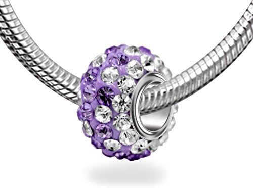 Blingbling GlitZ Women's Pearl Pendant in Silver Plate with Crystal Ball Size 9 mm Amethyst / Transparent