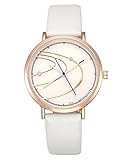 JSDDE Uhren, Armbanduhr Frauen Quarzuhr Damen Planeten Bahn Muster Elegante Analoge Uhr mit Lederarmband (Weiß)
