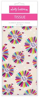 Penny Kennedy Printed Patterned Tissue Wrapping Paper designer 4 sheets Happy Birthday flower belly button