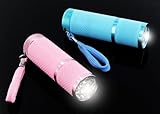 9 LED TORCH FLASH LIGHT - GLOWS IN THE DARK - FOR CAMPING FISHING HIKING - INCLUDES 3 X AAA BATTERIES (Blue)
