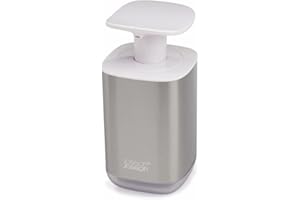Joseph Joseph Presto Hygienic Bathroom Soap pump dispenser, refillable – White/ Stainless Steel, 36
