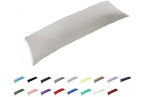Gyulin 100% Cotton 300 Thread Count Envelope Style 4.6ft Body Pillow Cover Pillowcase Pillow Protector Cushion Cover Non Zippered Only Cover No Insert 20" x 54" /51cm X 137cm Light Grey/Gray