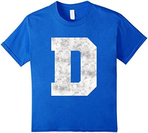 Kids Big Distressed Capital Letter "D" Alphabet Initials T-shirt  10 Royal Blue