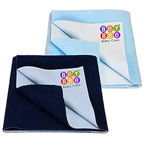 BeyBee Waterproof Cotton Bed Protector Sheet Combo (Dark Blue + Blue)