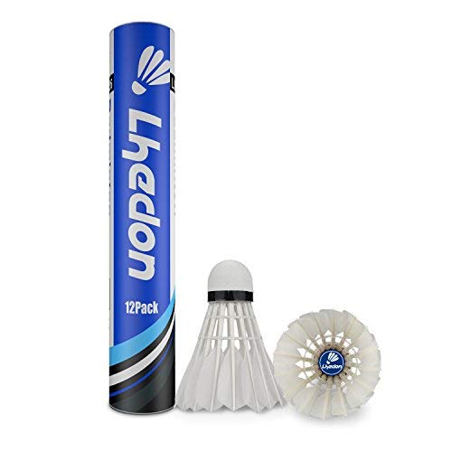 Senior Plume D'oie Badminton, Lhedon 12 Pièces Haute Qualité Volant de Badminton Formation Sport Intérieur et Extérieur Badminton a une Bonne Stabilité et la Durabilité