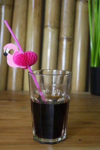 Party Set Flamingo 10x Strohhalm, 10x Cocktailstäbchen, 1 x Eiswürfel - 6