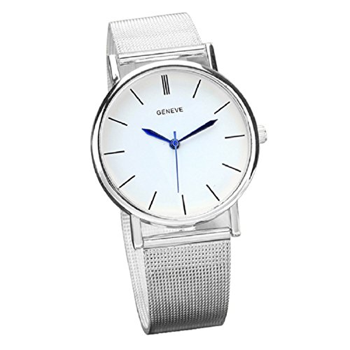 Damen Uhr Armbanduhr Klassisch Rostfreier Stahl Band Analog Quartz Watch(silber)