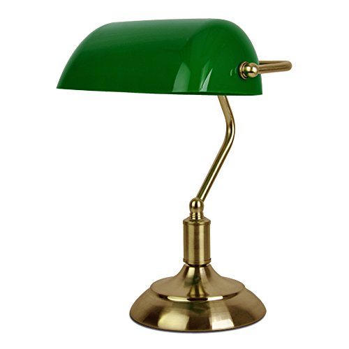 MiniSun Lampe Banquier, Notaire, de chevet, bureau. Lampe à poser. Laiton Vieille et Vert