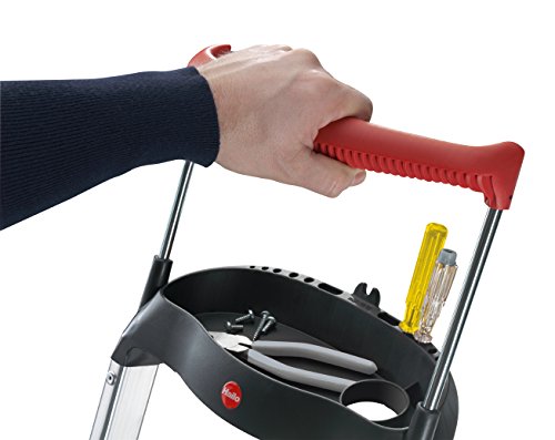 Hailo 8854-001 Alu-Sicherheits-Haushaltsleiter XXR – 4 XXL-Stufen mit Ausziehbarem Sicherheits-Haltebügel und Multifunktionsschale - 2
