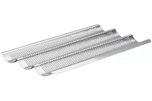 De Buyer Perforated Baguette Baking Tray Stainless Steel (Pack 3)