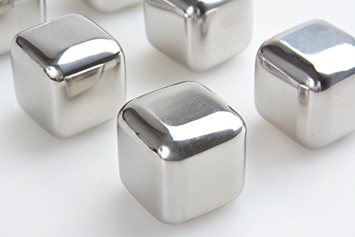 Monumentum Eiswürfel aus Edelstahl, 6 Stück, kubisch, in durchsichtiger Aufbewahrungsbox (9cm x 6cm x 3cm), Mod. IC-A-6 - 3