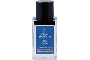 Jacques Herbin 16018JT - Un flacon d'encre pailletée or pour stylo-plume, roller, plume de verre et porte-plume 15 ml, Bleu Océan