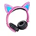 Produktbild Gim Kopfhörer on-Ear Headset Faltbarer Bügelkopfhörer Kinder mit Flash Licht Katze-Ohr Cosplay Erwachsene 3,5 mm Klinkestecker für Smartphone PC iPad MP3 usw