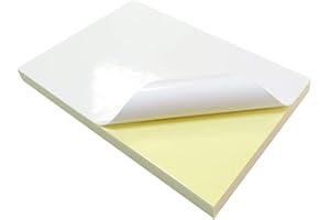 BAIJ Zestaw 20 arkuszy papieru samoprzylepnego A4, błyszczące, białe, samoprzylepne, samoprzylepne, do drukowania, do materiałów biurowych