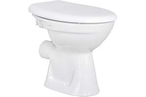 Belvit Stand WC - Keramik-Toilette mit Wandabgang waagerecht, Tiefspüler mit Softclose WC-Deckel, weiß