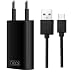 Produktbild OKCS Ladeset - USB Typ C Ladekabel 2 m + 1A Netzteil für Galaxy Note 9, Note 8, S8, S8 Plus, Lumia, Pixel 2 X, 2 XL, Nexus, One Plus 5T - Schwarz