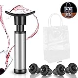 Mantén el vino fresco - La bomba de vacío hace un vacío de aire que ahorra el vino con olor fresco natural y sabor incluso durante una semana después de la apertura de la botella, protege de los procesos bacterianos y de oxidación manteniendo tu vino rojo, rosa o blanco fresco y aromático