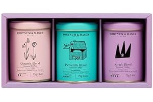 ETHOLUX Fortnum and Mason The House Blends Mini Coffee Selection - 3 x 75g Ground Coffee Tins - Queen's Blend, Piccadilly Blend, and King's Blend - Coffee Gifts