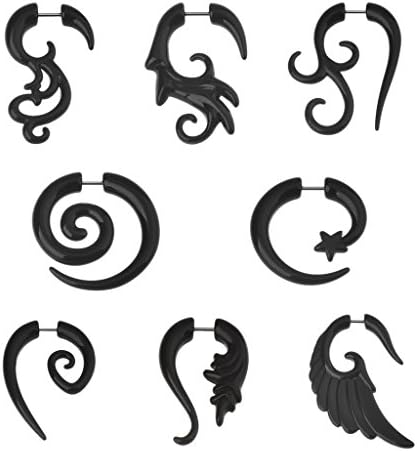 IPINK Horn Spiral Stretcher Angel Wing Piercing Taper Fake Plug Twist Pack of 8