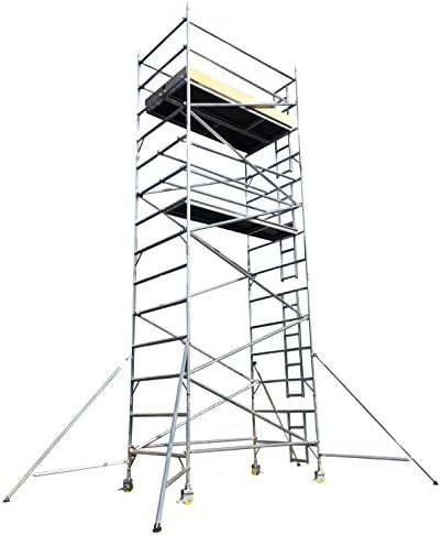 Aluminium Industrial Scaffold Tower Double Width (1.45m) x 2.5m Long x 7.2m Working Height