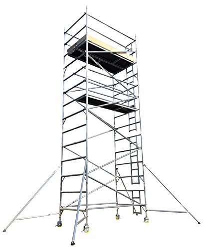 Aluminium Industrial Scaffold Tower Double Width (1.45m) x 2.5m Long x 7.2m Working Height
