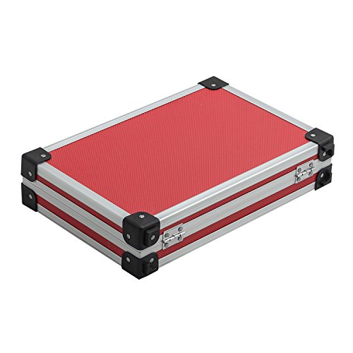 extra schmaler Alurahmenkoffer Werkzeugkoffer Schutzkoffer Aufbewahrung rot - 2