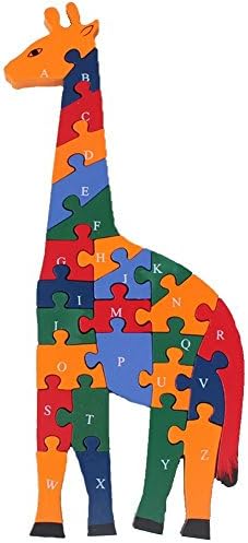 Wooden Alphabet Giraffe Colorful Letters and Numbers Blocks Jigsaw Puzzles Educational Toys For Toddlers Kids Children Boys Girls