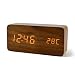 Produktbild FIBISONIC LED Digital Wecker Holz Wecker Tischuhr Datum Temperaturanzeige Einstellbare Helligkeit Standuhr Braun Orange