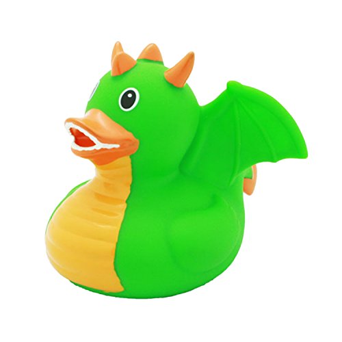 Quietscheente Drachen Ente Grün, Gummiente, Quietscheentchen, Badeente, Quietsch Ente, Sammelfigur, Gummi Bade Spielzeug, LiLaLu, 1913