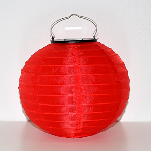(857) LED Solar Lampion Rot mit Sensor Ø20cm Garten Terrasse Solarlaterne Laterne